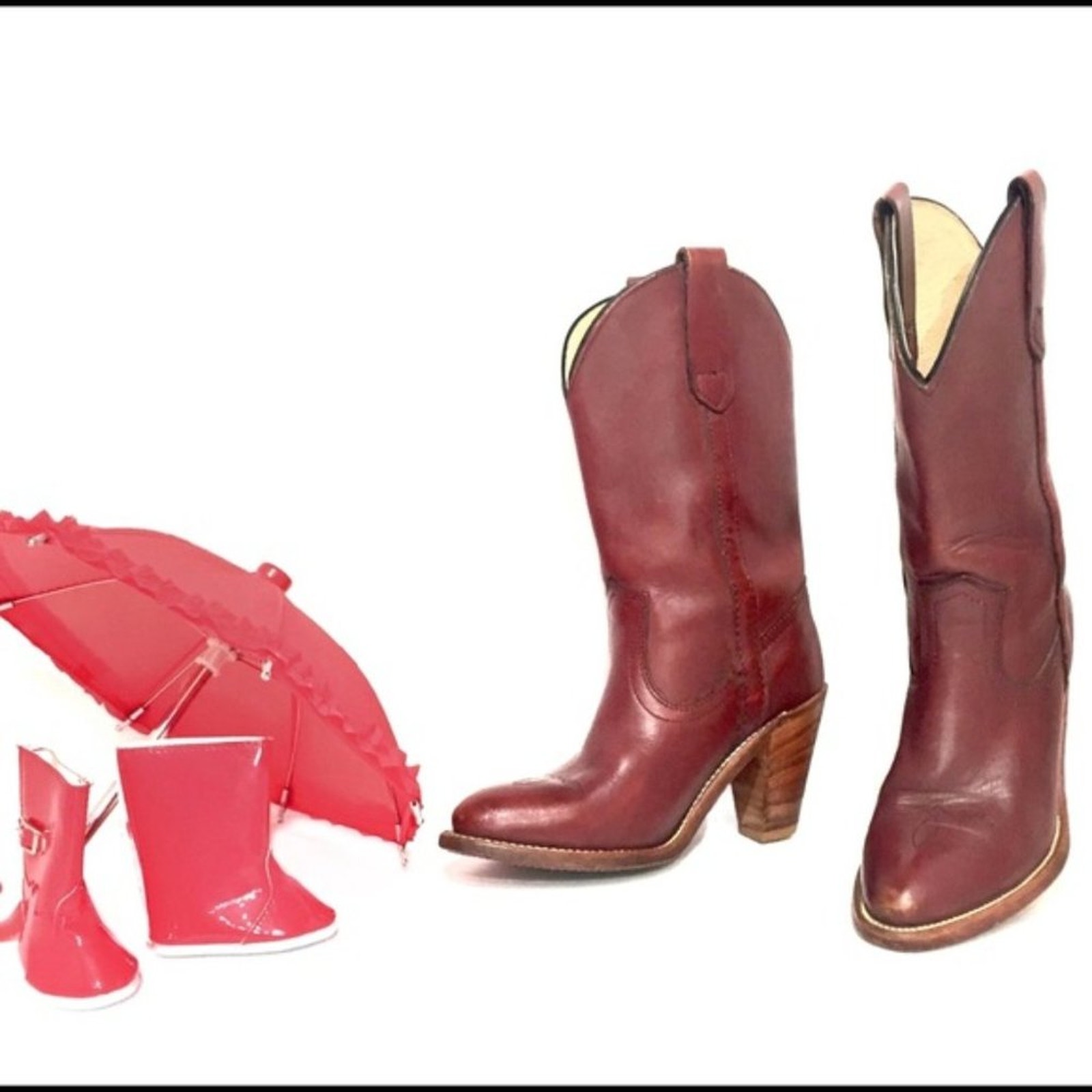 Frye Vtg Split Shaft Cowgirl Boots Cognac Sz 5.5